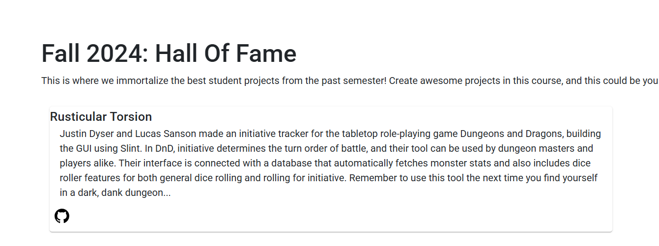Hall of fame recognition for the 2024 fall semester